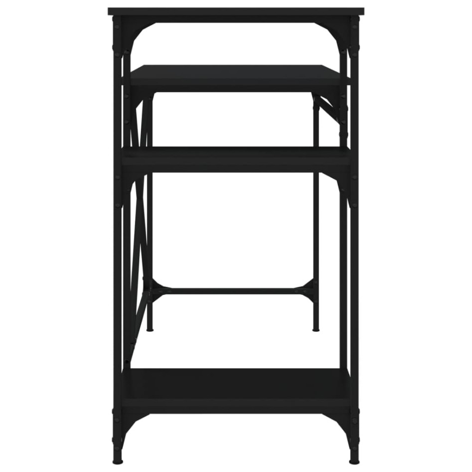 Escritorio con estantes madera contrachapada negro 105x50x90