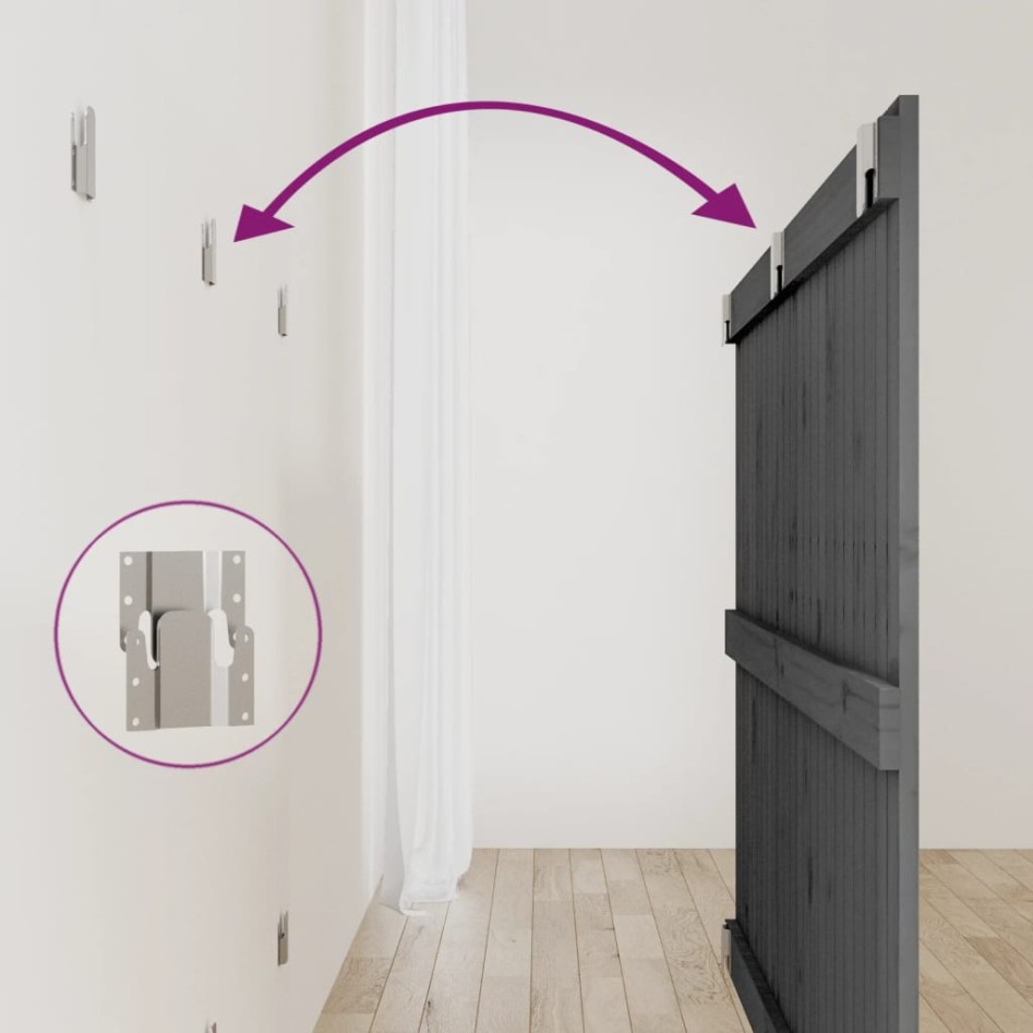 Cabecero de cama de pared madera maciza pino gris 147x3x90