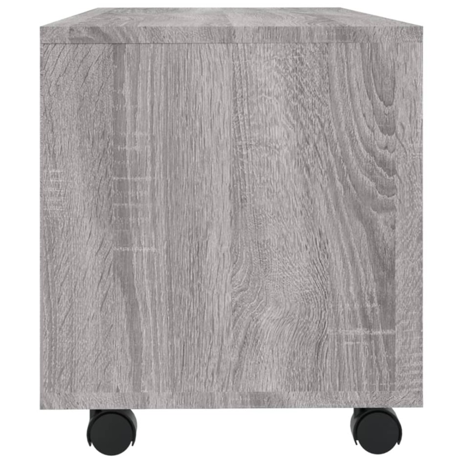 Mueble de TV con ruedas madera contrachapada gris 90x35x35