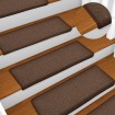 Alfombras de peldaños de escalera 15 uds marrón 65x21x4 cm