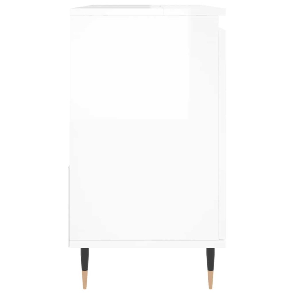 Armario de baño madera contrachapada blanco brillo 65x33x60