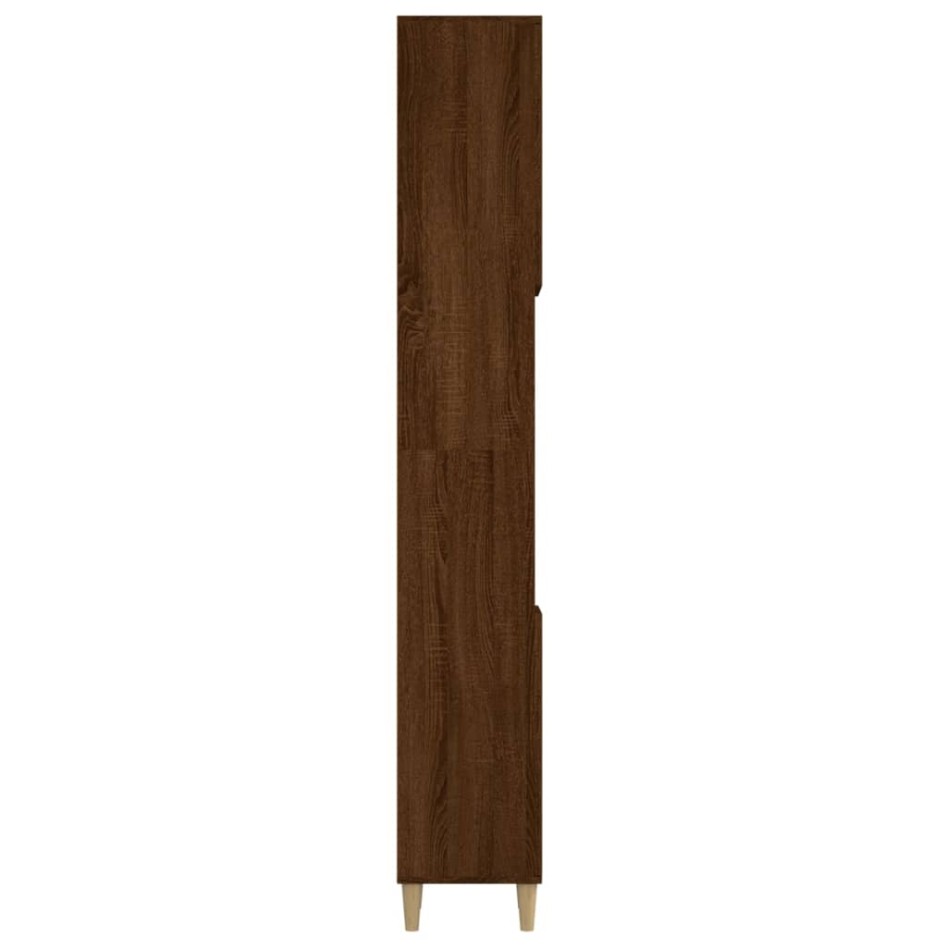Armario de baño madera contrachapada roble marrón 30x30x190