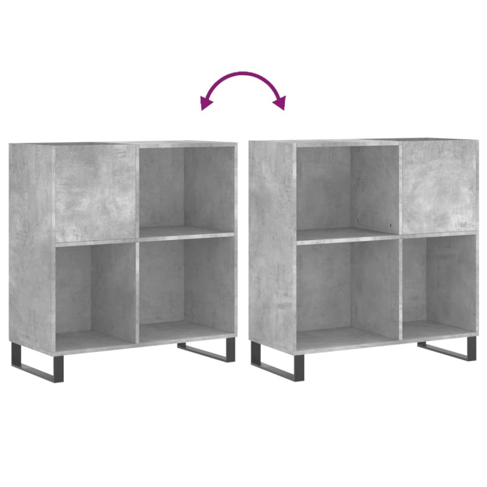 Mueble discos madera contrachapada gris hormigón 84,5x38x89