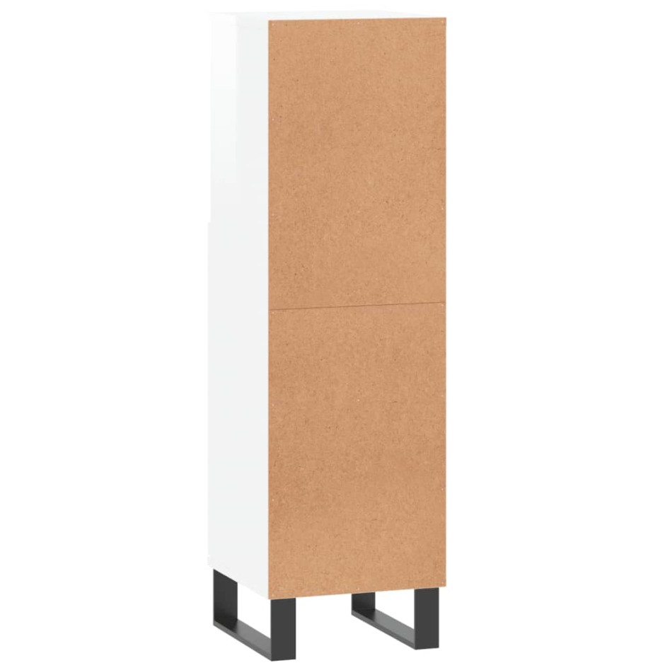 Armario de baño madera contrachapada blanco brillo 30x30x100