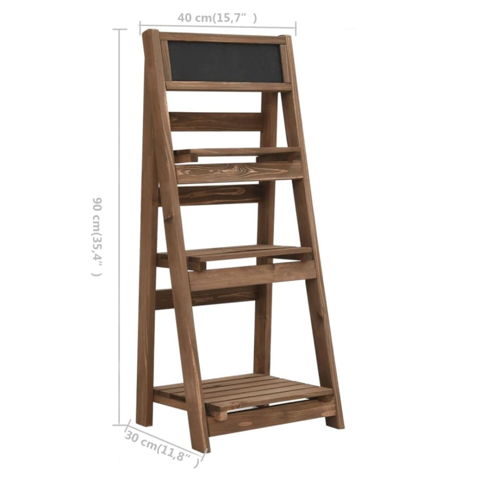 Soporte para plantas de 3 niveles y pizarra madera maciza