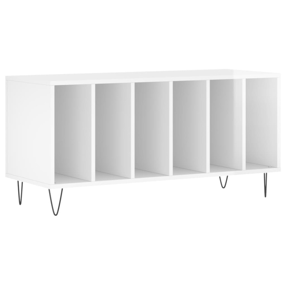 Mueble discos madera contrachapada blanco brillo 100x38x48