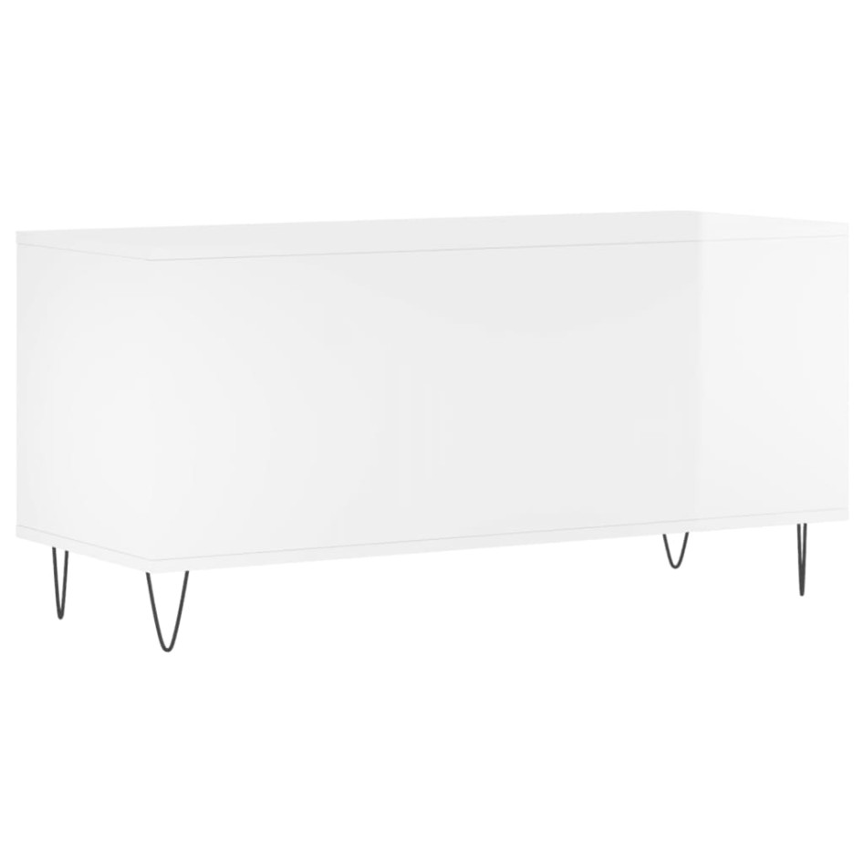 Mueble discos madera contrachapada blanco brillo 100x38x48