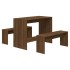 Juego de comedor 3 piezas madera ingeniería marrón