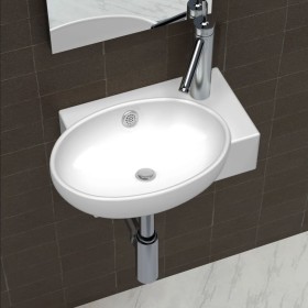 Lavabo con hueco de grifo y rebosadero cerámica