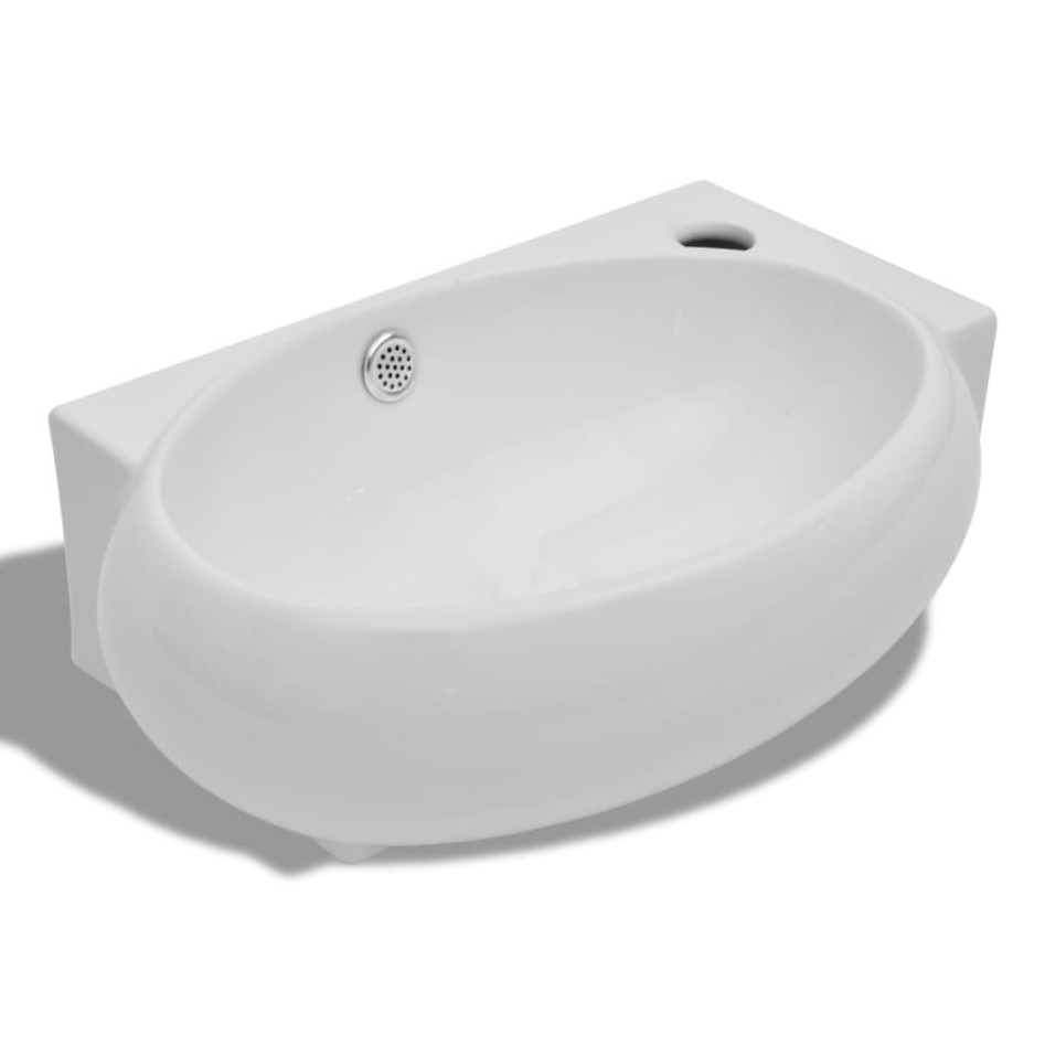 Lavabo con hueco de grifo y rebosadero cerámica