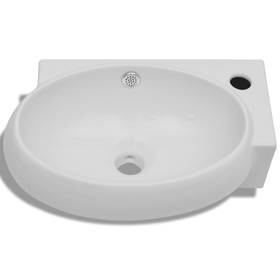 Lavabo con hueco de grifo y rebosadero cerámica