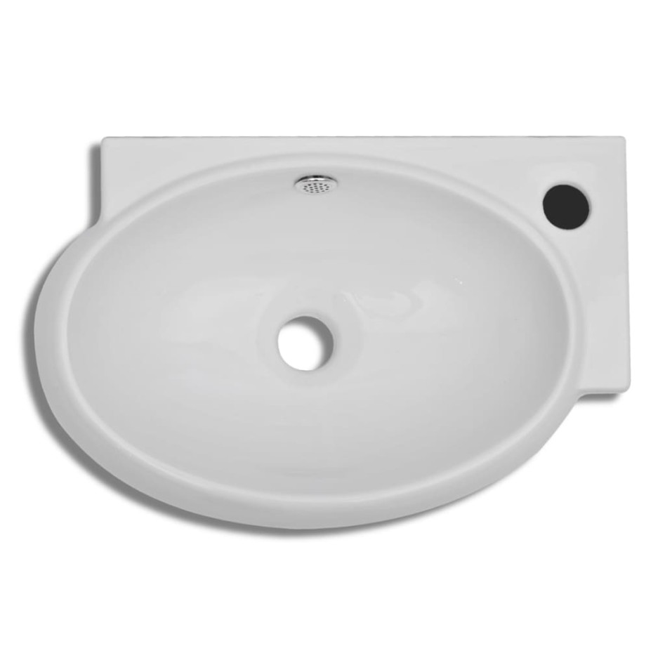 Lavabo con hueco de grifo y rebosadero cerámica
