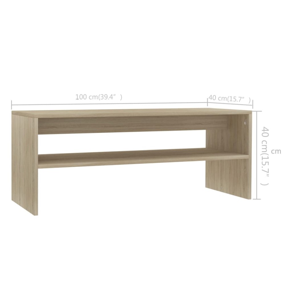 Mesa de centro madera contrachapada roble Sonoma 100x40x40