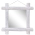 Espejo de troncos de madera maciza reciclada blanca 70x70