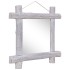 Espejo de troncos de madera maciza reciclada blanca 70x70