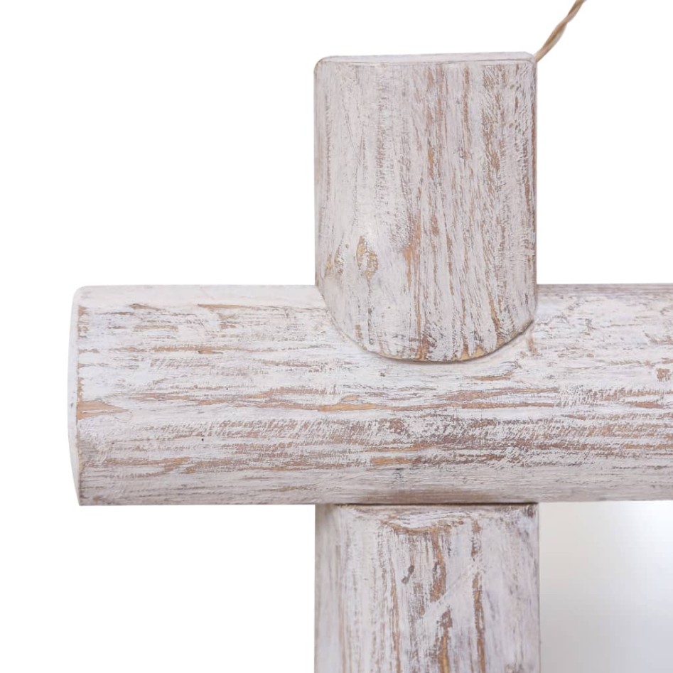 Espejo de troncos de madera maciza reciclada blanca 70x70