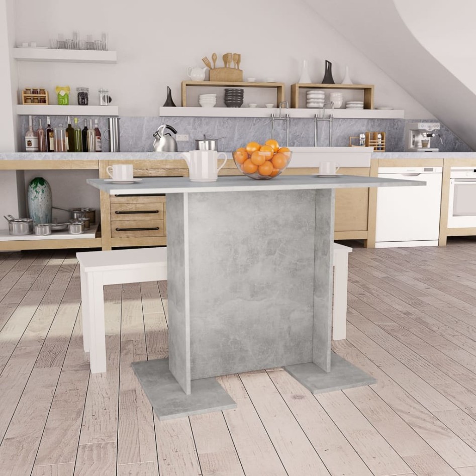 Mesa de comedor de madera gris hormigón 110x60x75