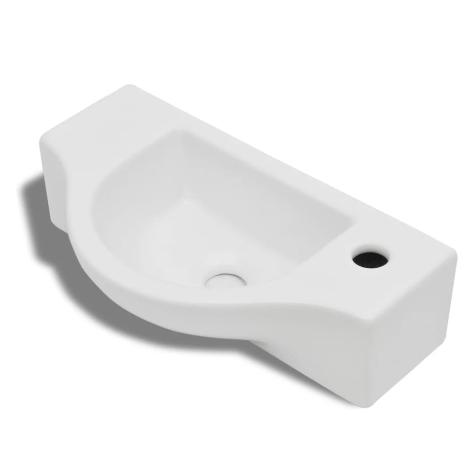 Lavabo de cerámica blanco con agujero para