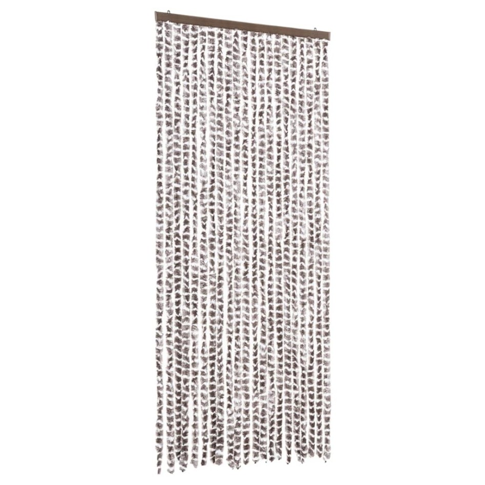 Cortina mosquitera chenilla gris taupe y blanco 90x220