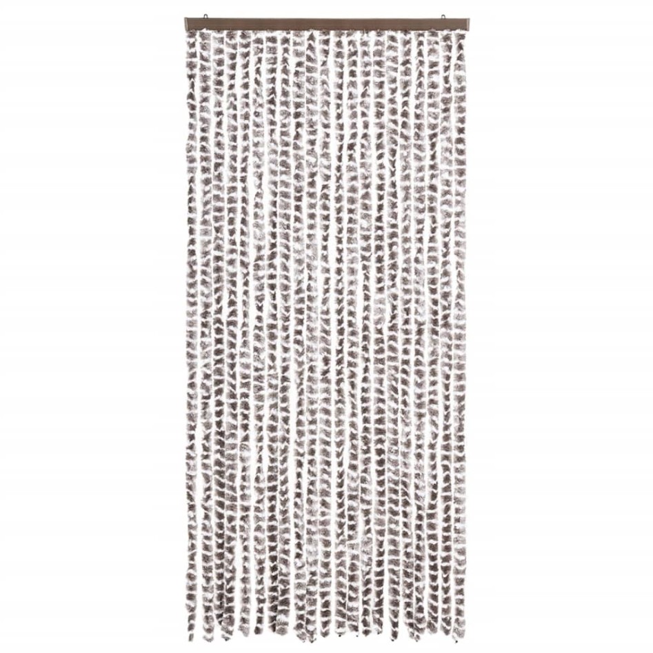 Cortina mosquitera chenilla gris taupe y blanco 90x220