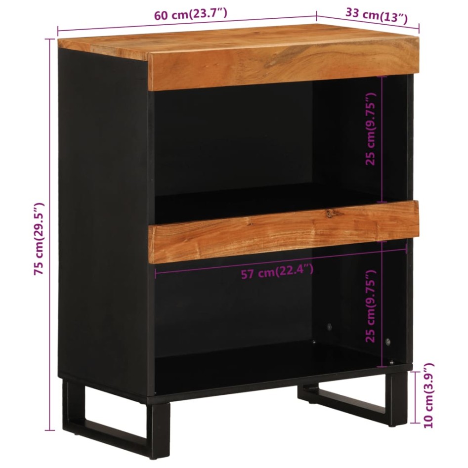 Armario auxiliar madera maciza de acacia 60x33x75