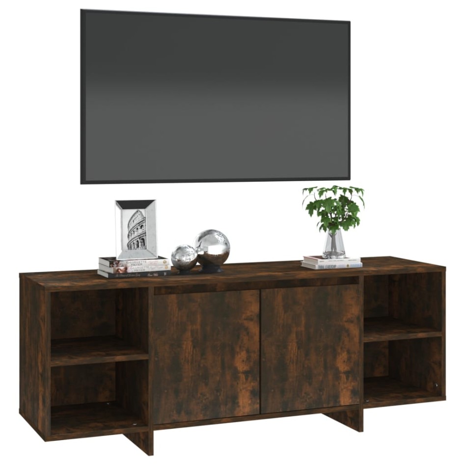 Mueble de TV madera de ingeniería roble ahumado 130x35x50