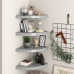 Estantes flotantes de esquina 4 uds MDF gris 35x35x3,8 cm
