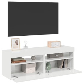 Muebles de TV con luces LED 2 uds blanco brillante 60x35x40