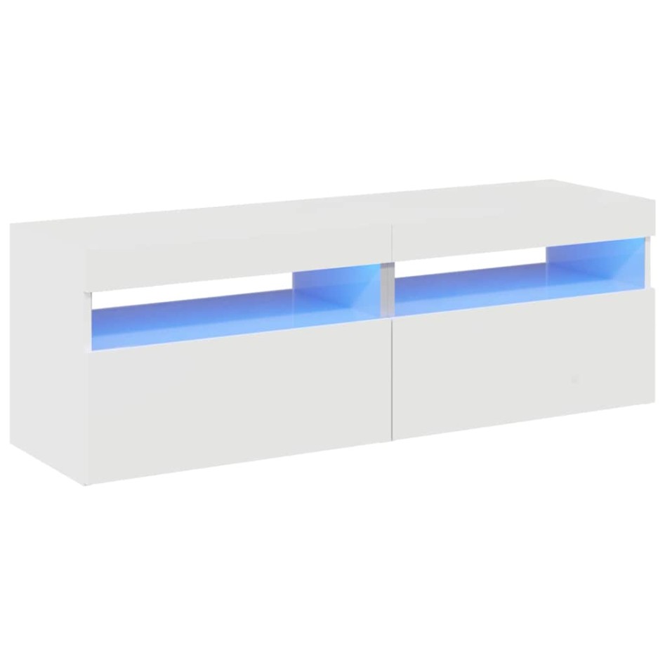 Muebles de TV con luces LED 2 uds blanco brillante 60x35x40