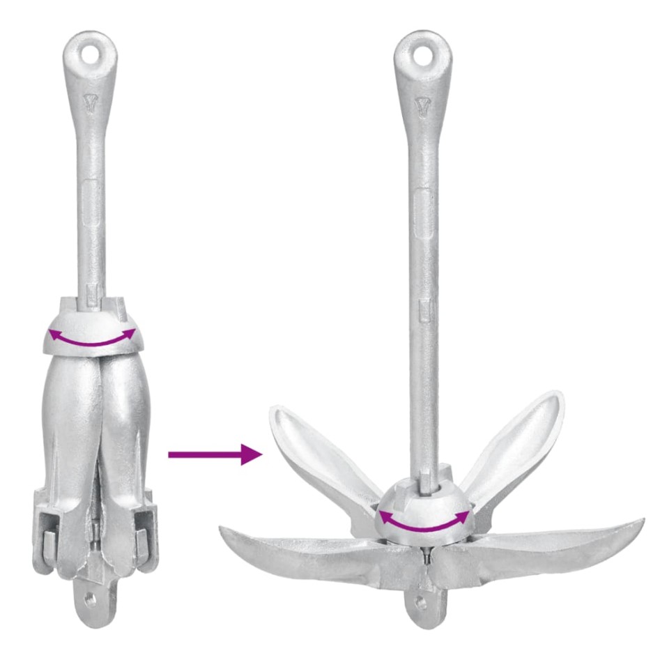 Ancla plegable hierro maleable plateado 8