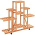 Soporte de flores con ruedas madera maciza abeto 110x25x101