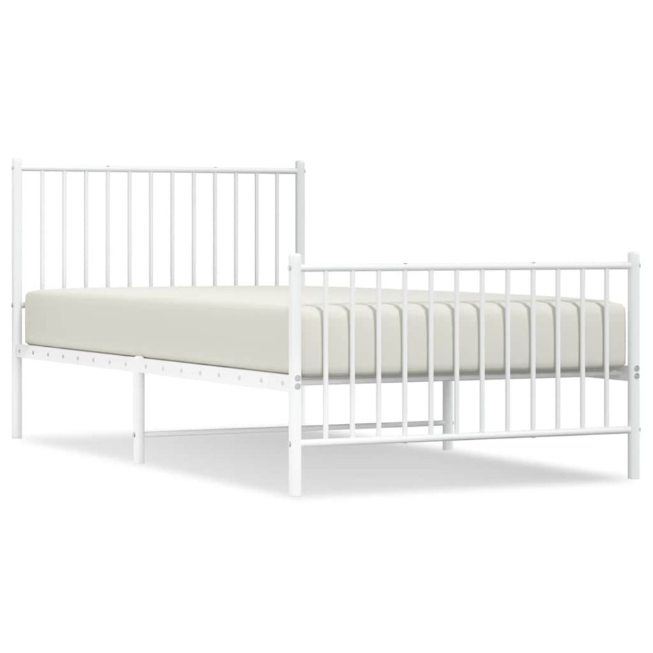 Estructura cama sin colchón con estribo metal blanco 100x200