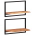 Estantes de pared 2 unidades madera maciza acacia 60x25x35