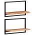 Estantes de pared 2 unidades madera maciza acacia 60x25x35