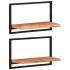 Estantes de pared 2 unidades madera maciza acacia 60x25x35