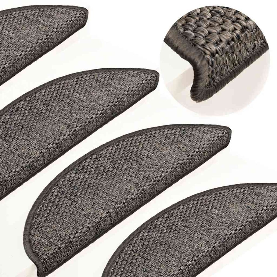 Alfombrillas autoadhesivas sisal 15 uds marrón beige 56x17x3