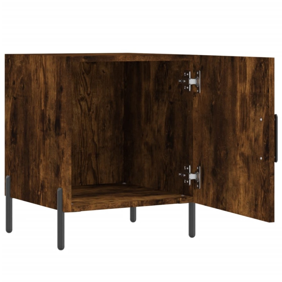 Mesitas noche 2 uds madera ingeniería roble ahumado 40x40x50