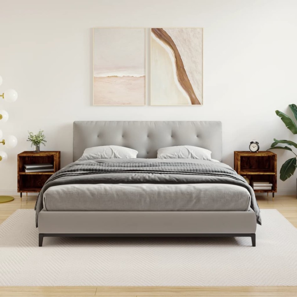 Mesitas de noche 2 uds madera ingeniería roble humo 40x30x50