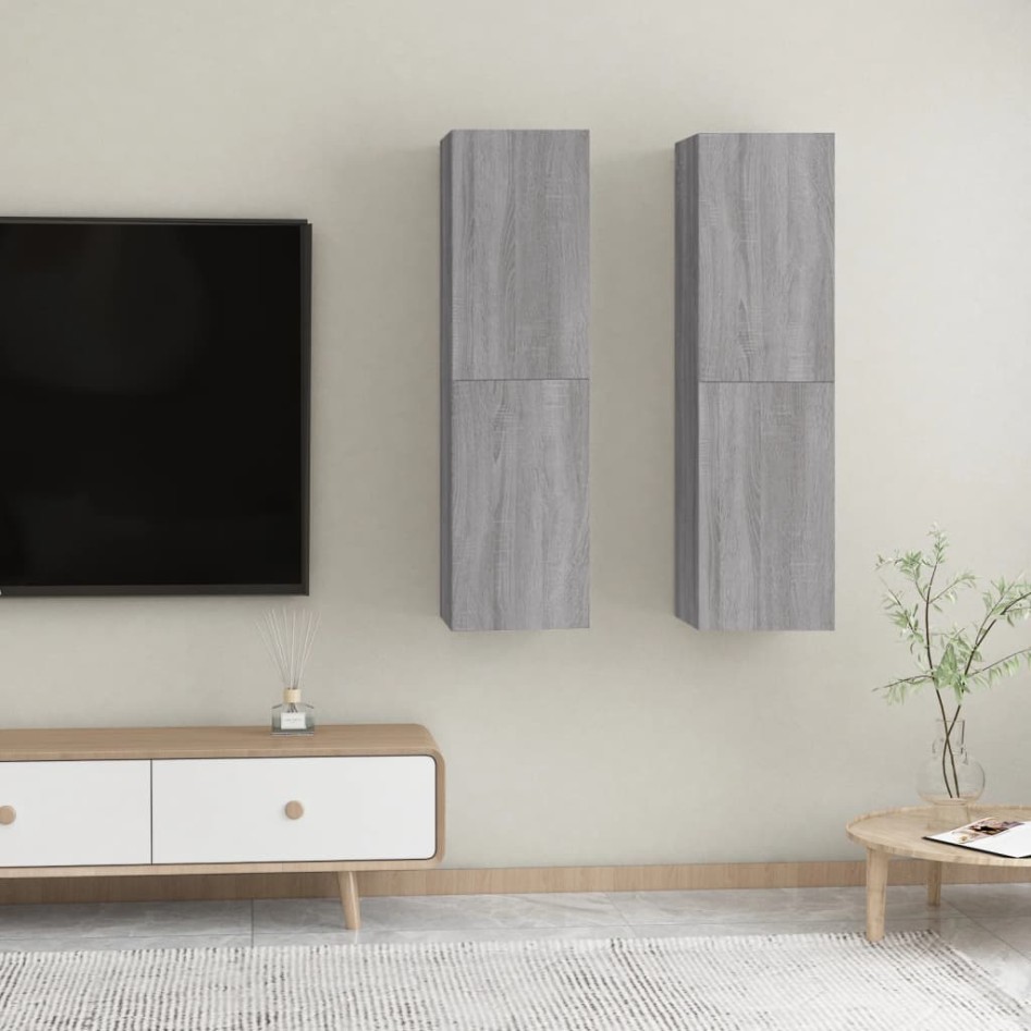 Muebles para TV de pared 2 uds gris Sonoma 30,5x30x110