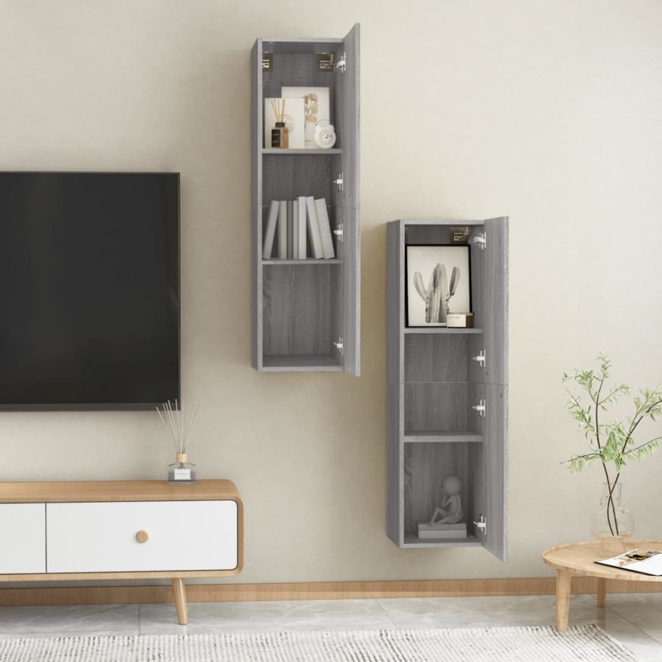 Muebles para TV de pared 2 uds gris Sonoma 30,5x30x110