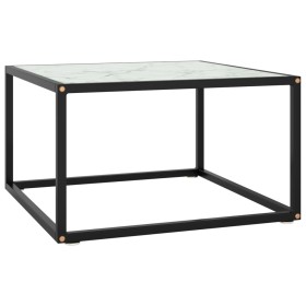 Mesa de centro negra con vidrio de mármol blanco 60x60x35