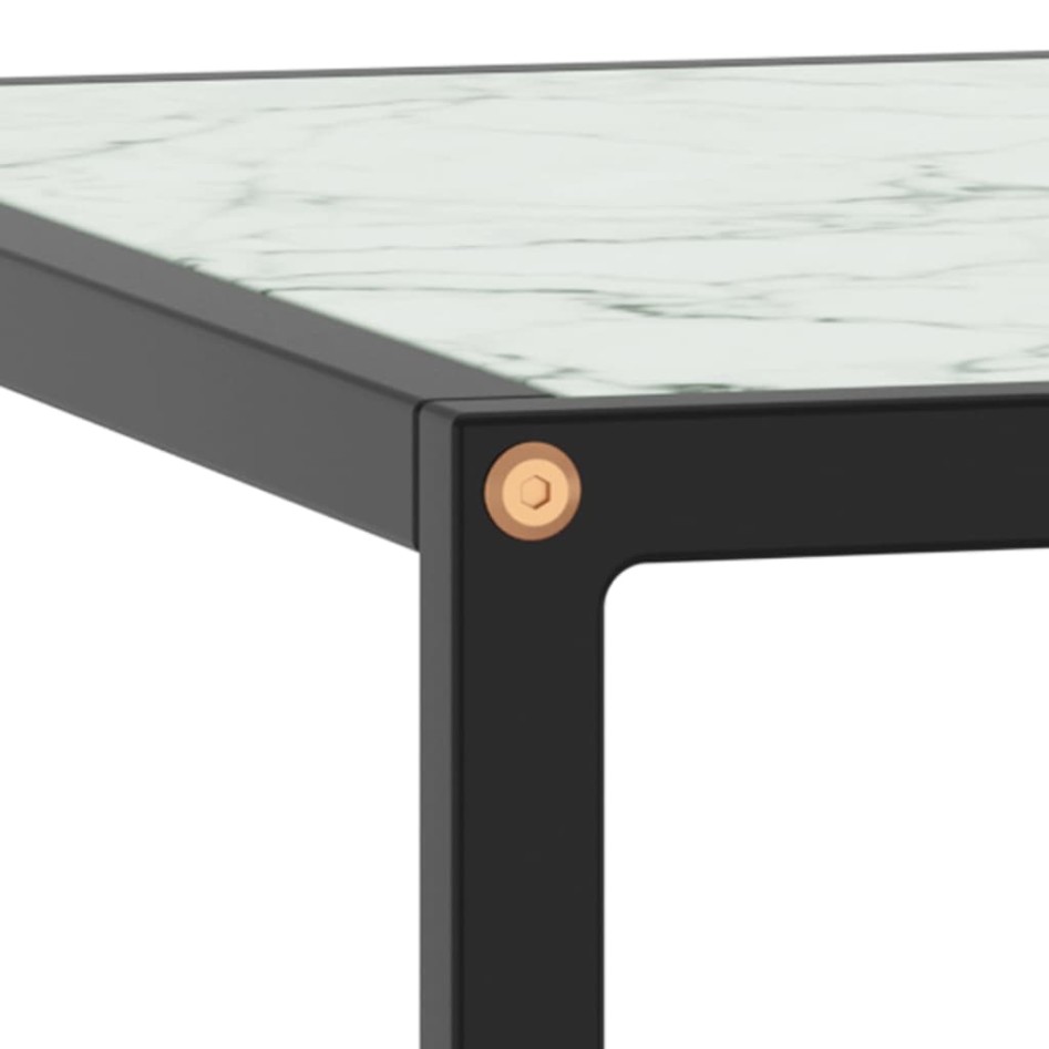 Mesa de centro negra con vidrio de mármol blanco 60x60x35