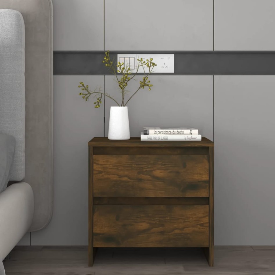 Mesita noche 2 unidades roble ahumado 45x34,5x44,5