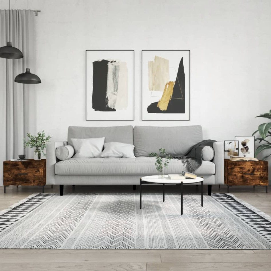 Mesa de centro 2 uds madera ingeniería roble ahumado