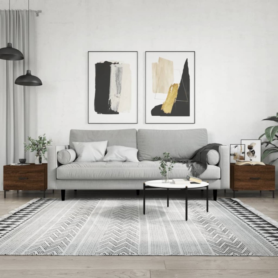 Mesas de centro 2 uds madera ingeniería marrón roble