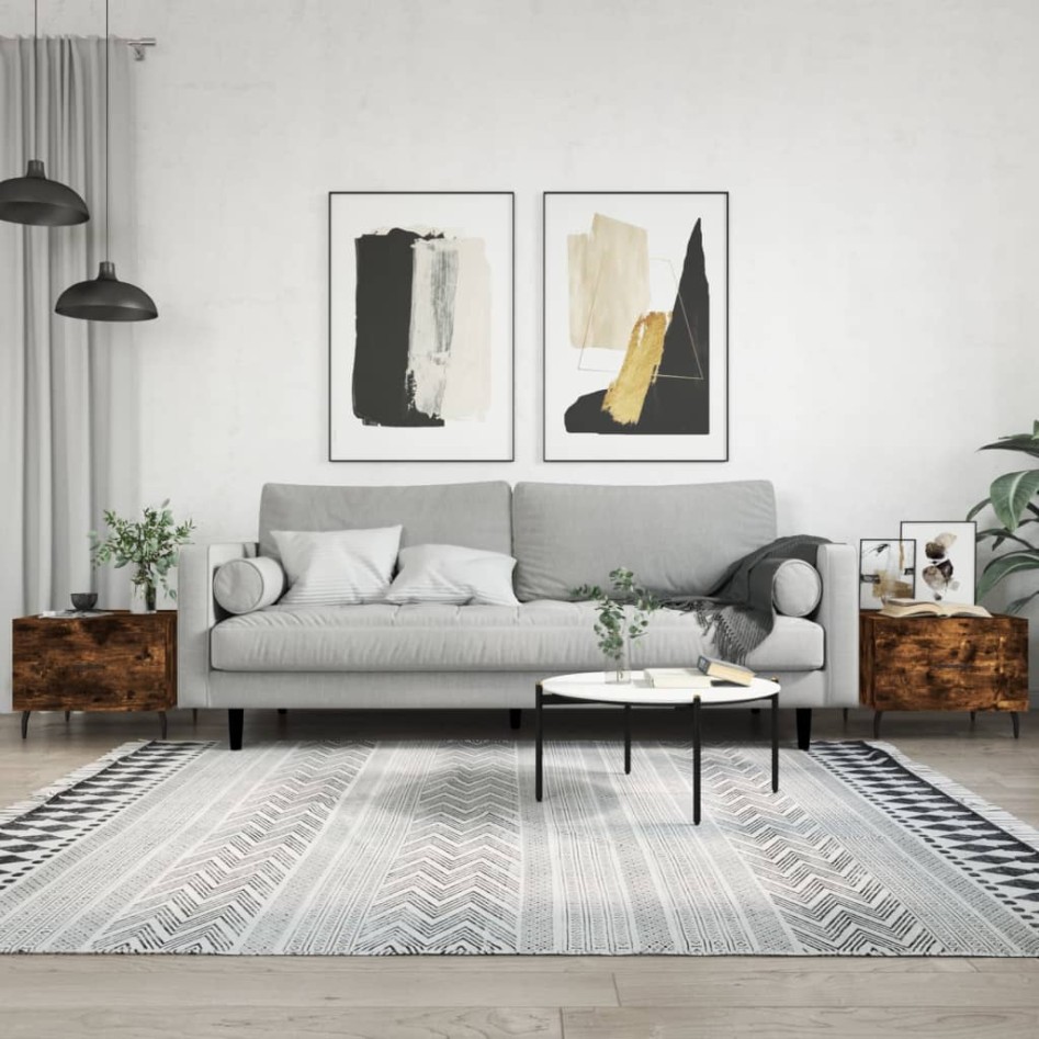 Mesa de centro 2 uds madera ingeniería roble ahumado