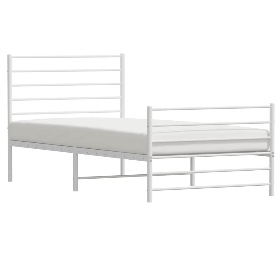 Estructura cama sin colchón con estribo metal blanco 100x190