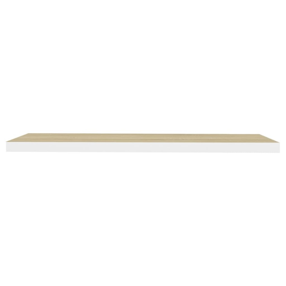 Estante flotante pared 4 uds blanco y roble MDF 90x23,5x3,8