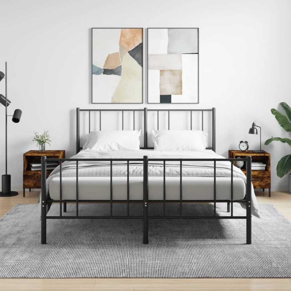 Mesita noche 2 uds madera ingeniería roble ahumado