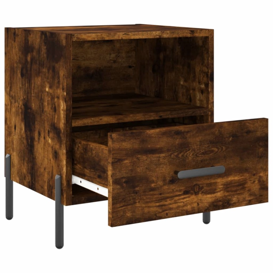 Mesita noche 2 uds madera ingeniería roble ahumado